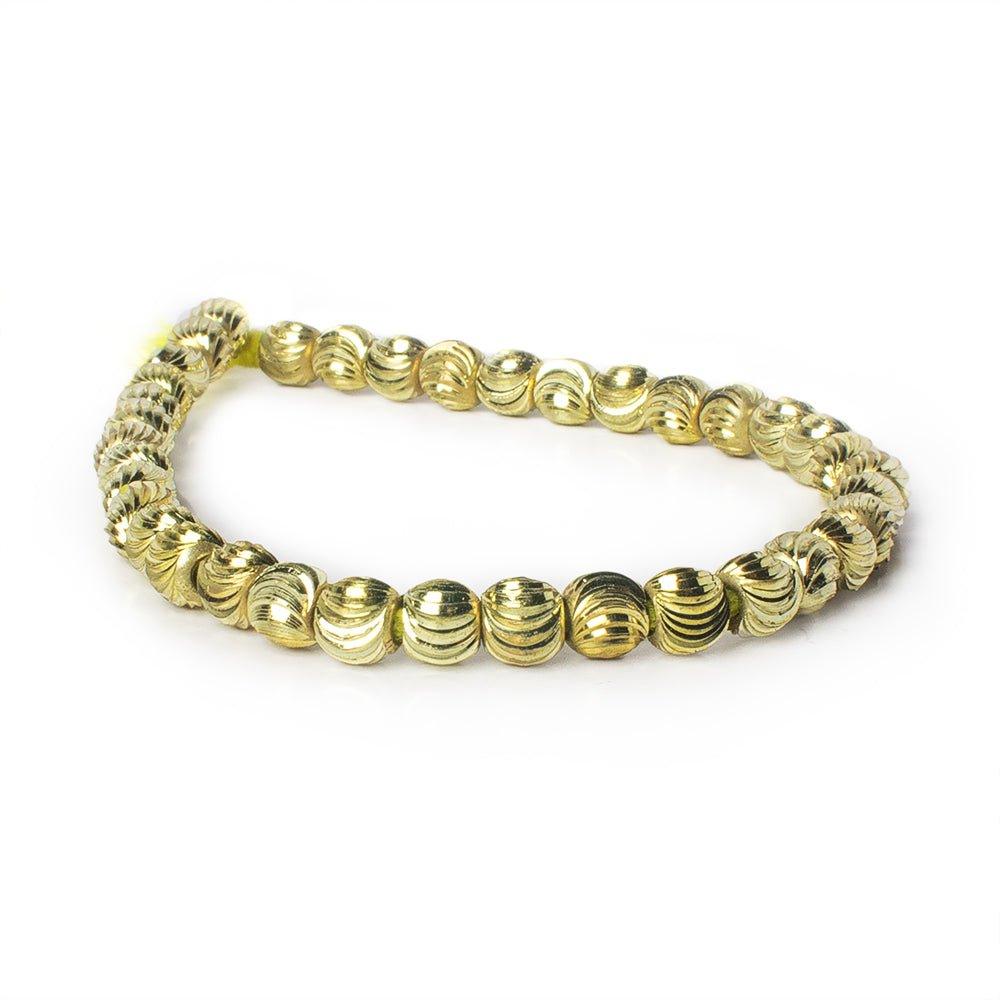 6mm Brass Fluted Round Beads, 8 inch - The Bead Traders