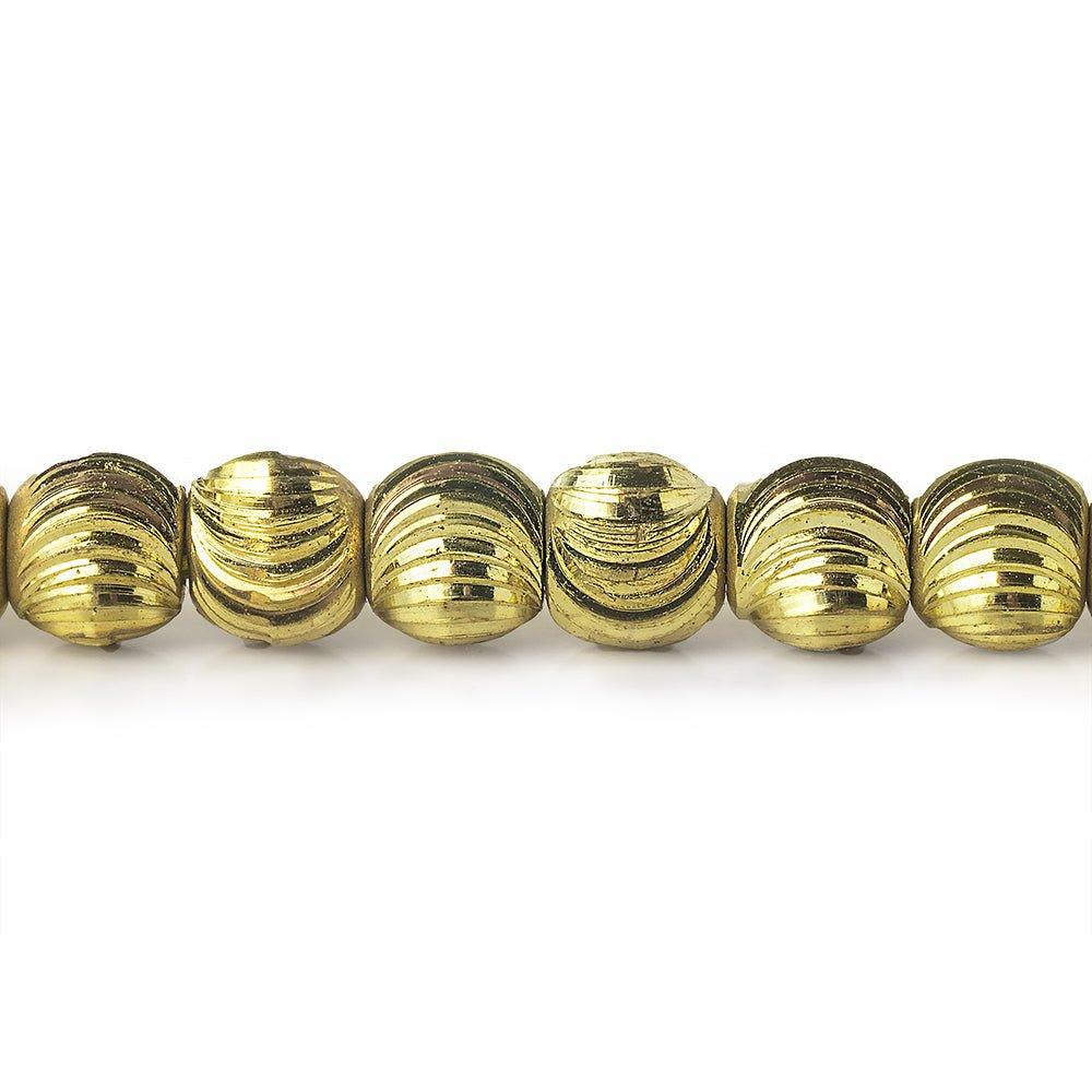 Buy 6mm Brass Fluted Round Beads, 8 inch Online
