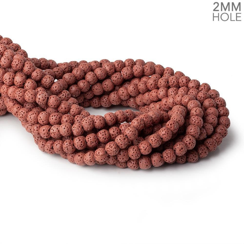 6mm Brick Red Lava Rock plain rounds 16 inch 64 beads - The Bead Traders