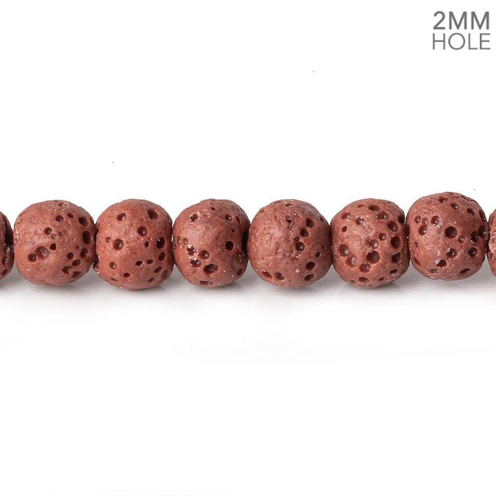 6mm Brick Red Lava Rock plain rounds 16 inch 64 beads - The Bead Traders