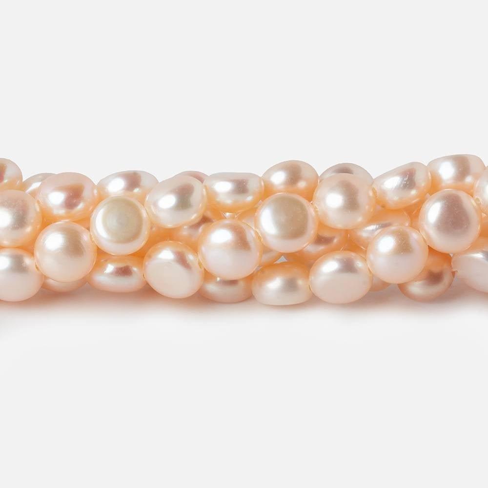 6mm Bridal Pale Peach Button Freshwater Pearls 15.5 inch 65 pieces - The Bead Traders