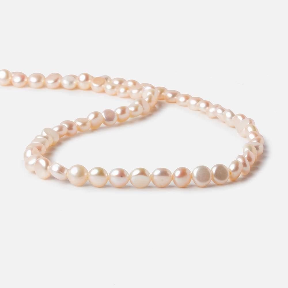6mm Bridal Pale Peach Button Freshwater Pearls 15.5 inch 65 pieces - The Bead Traders