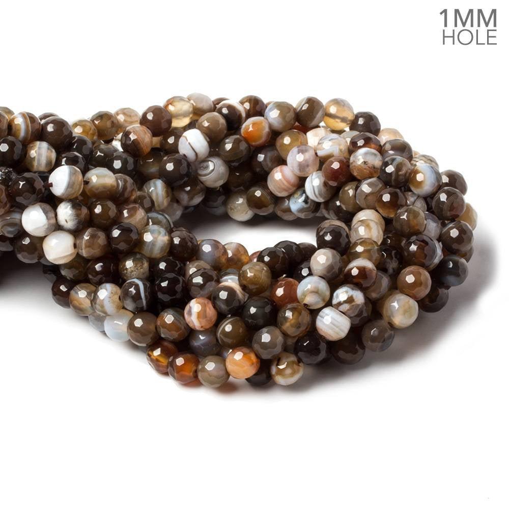 6mm Brown & Cream Banded Agate faceted rounds 14.5 inch 60 beads - The Bead Traders