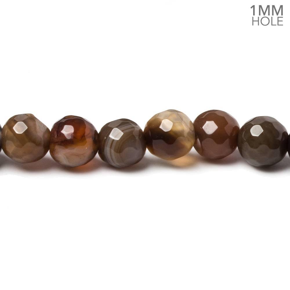 6mm Brown & Cream Banded Agate faceted rounds 14.5 inch 60 beads - The Bead Traders