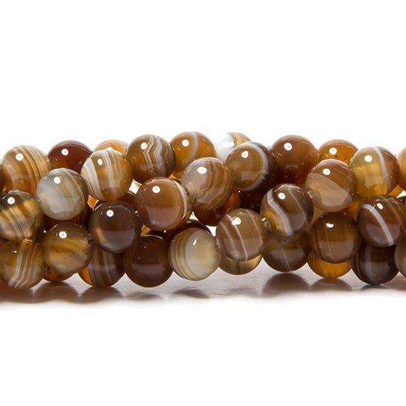 6mm Brown Madagascar Agate plain rounds 15 inch 63 Beads - The Bead Traders