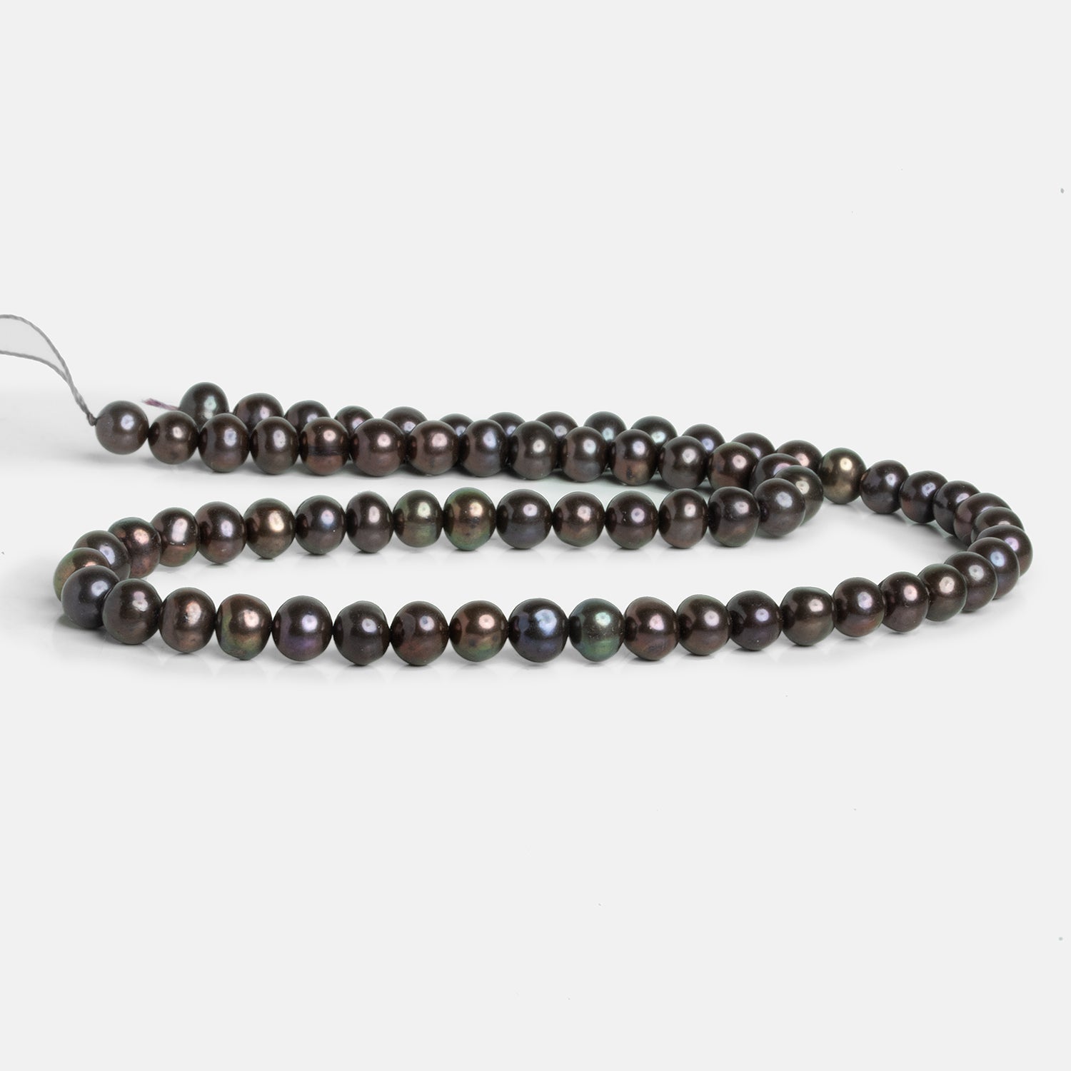 6mm Brown Peacock Off Round Pearls 16 inch 30 beads - The Bead Traders