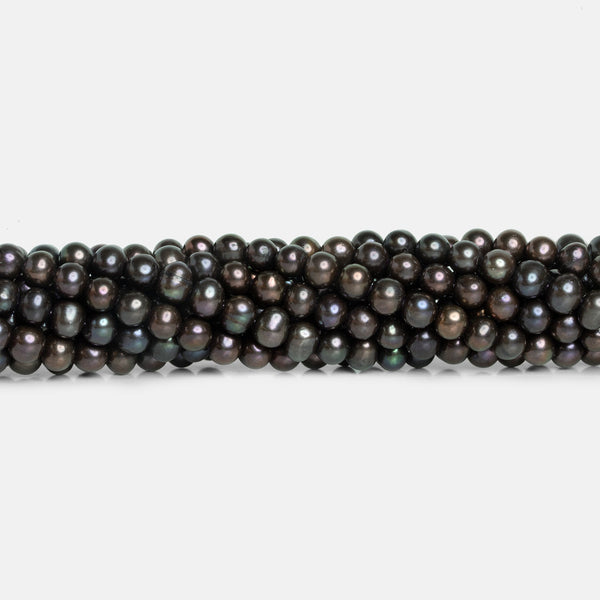 6mm Brown Peacock Off Round Pearls 16 inch 30 beads