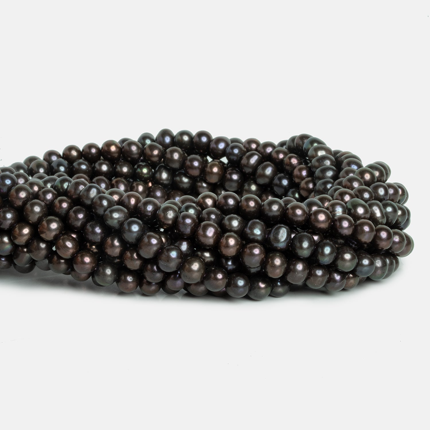 6mm Brown Peacock Off Round Pearls 16 inch 30 beads - The Bead Traders