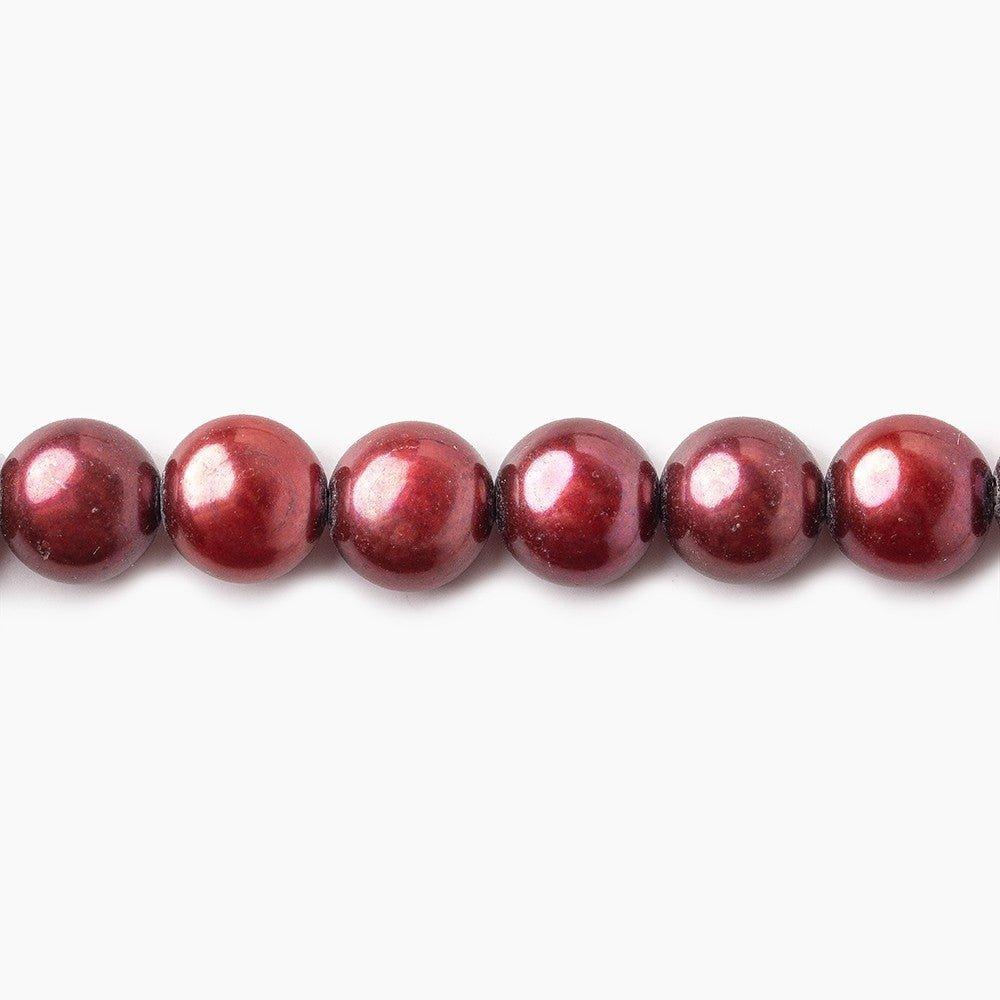 6mm Burgundy Side Drilled Button Freshwater Pearl, A Grade 16 inch 60 pieces - The Bead Traders