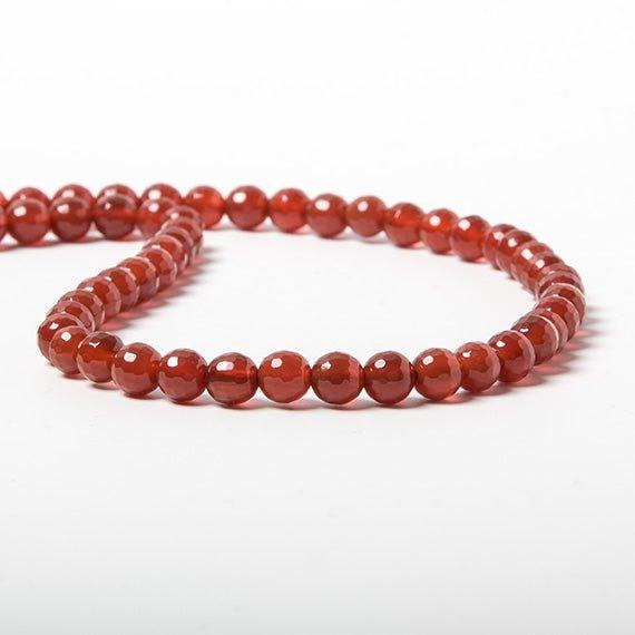 6mm Carnelian Agate faceted round beads 14.5 inch 64 pieces - The Bead Traders