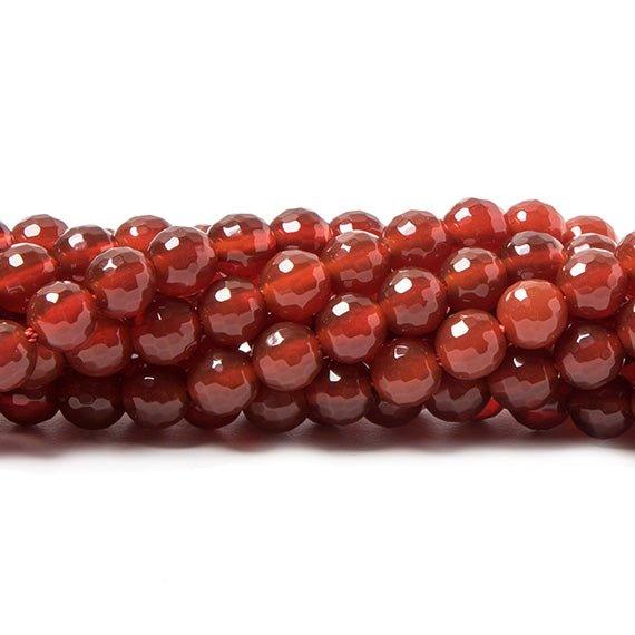 6mm Carnelian Agate faceted round beads 14.5 inch 64 pieces - The Bead Traders