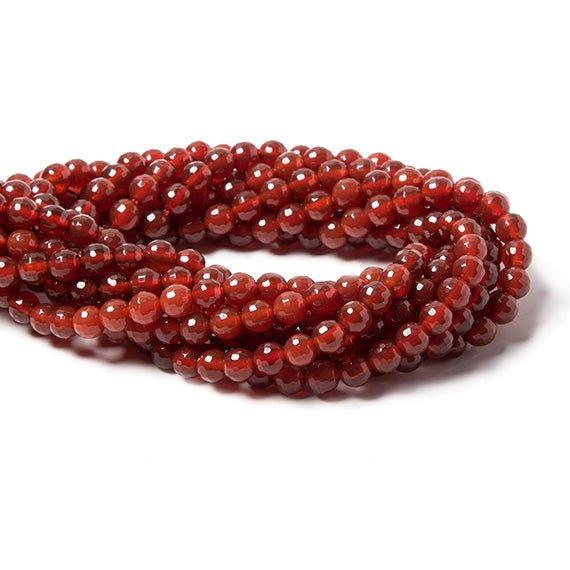 6mm Carnelian Agate faceted round beads 14.5 inch 64 pieces - The Bead Traders