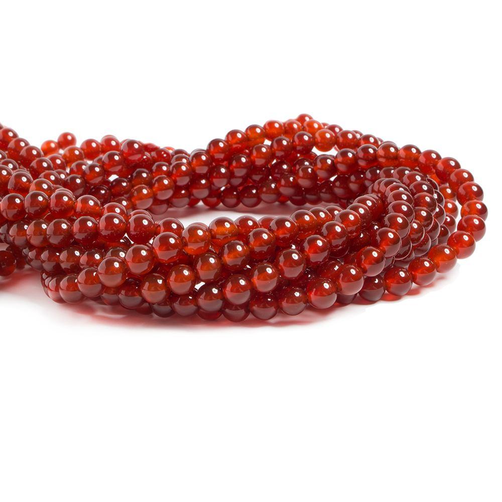 6mm Carnelian plain round beads 15 inch 65 pieces - The Bead Traders