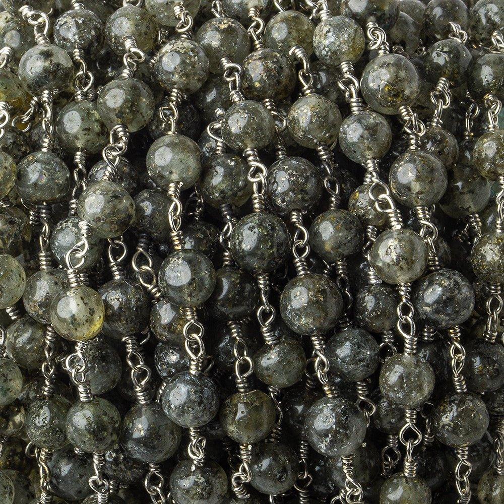 6mm Celestial Quartz Plain Round Silver plated Chain by the foot 24 pieces - The Bead Traders