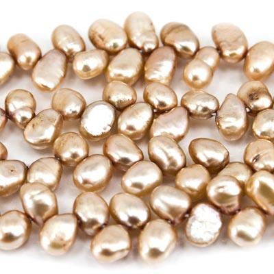 6mm Champagne Brown Baroque Pearl, 14 inch - The Bead Traders