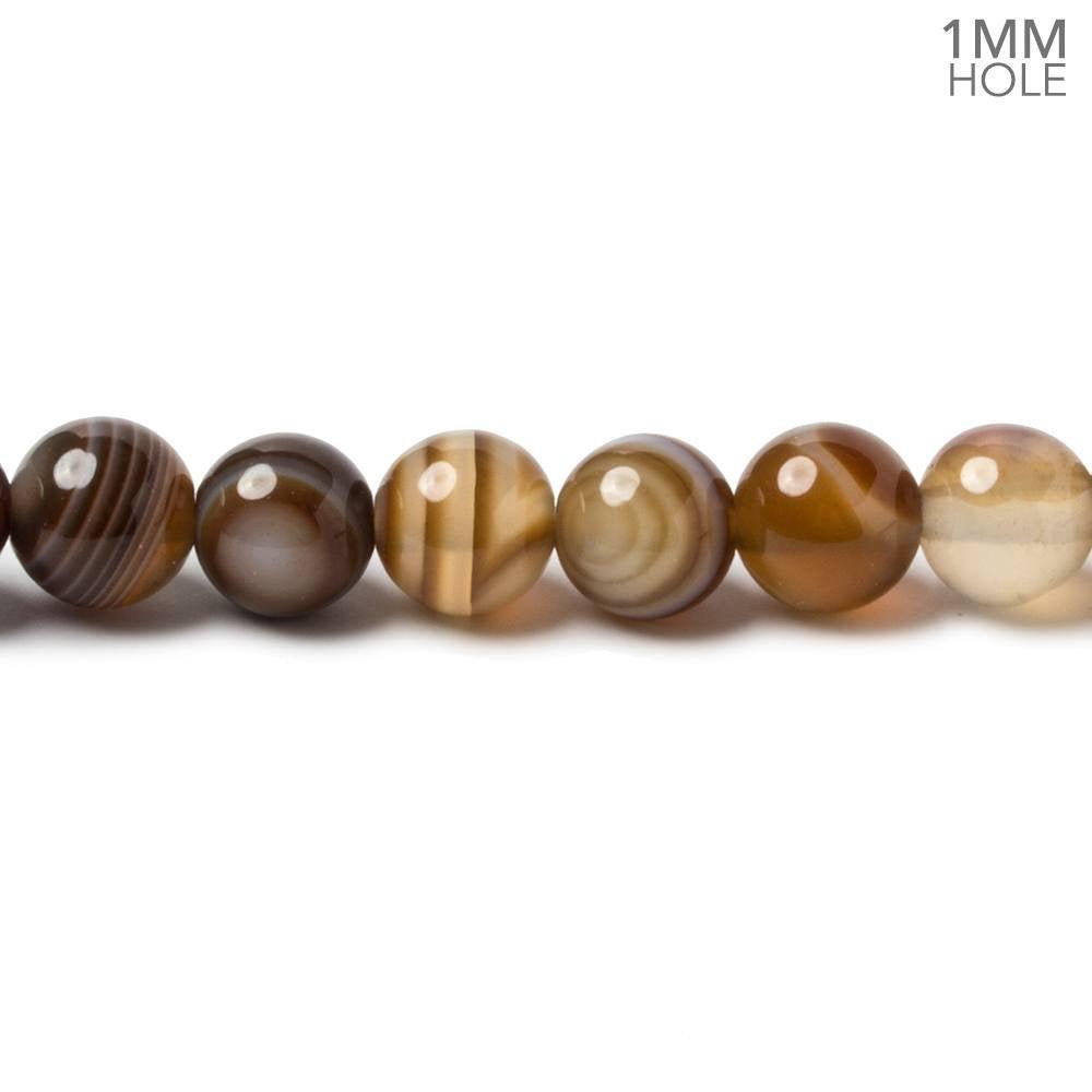 6mm Chocolate Brown & Cream Banded Agate plain rounds 14.5 inch 60 beads - The Bead Traders
