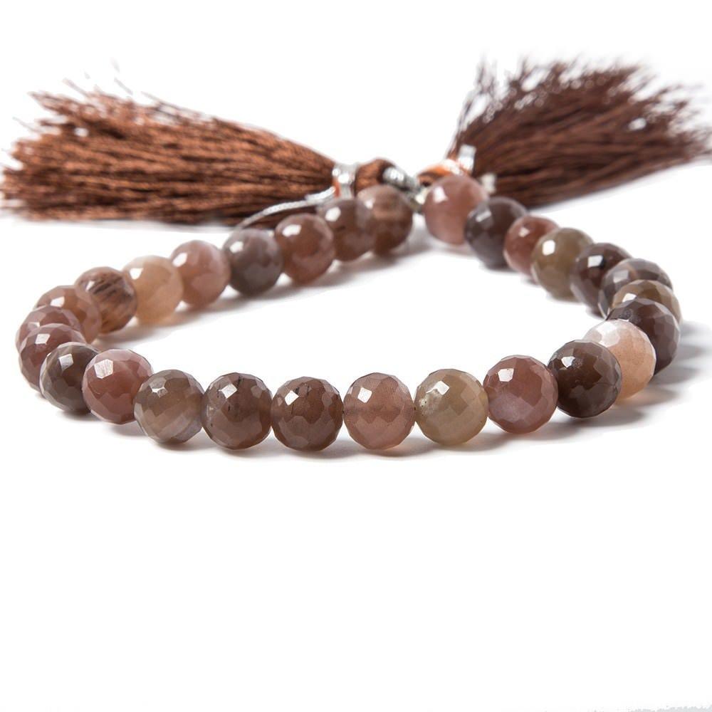 6mm Chocolate Brown Moonstone faceted rounds 8.5 inch 35 beads - The Bead Traders