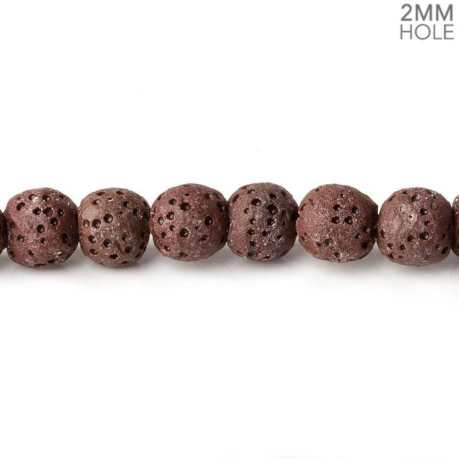 Buy 6mm Cocoa Brown Lava Rock plain rounds 16 inch 64 beads Online