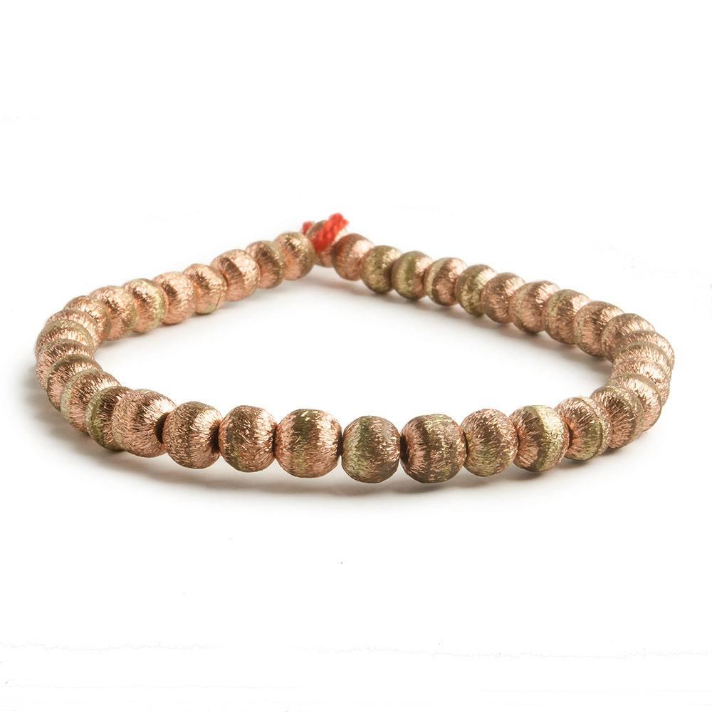 6mm Copper plated Brass 2 Tone Brushed Round 8 inch 38 pcs - The Bead Traders
