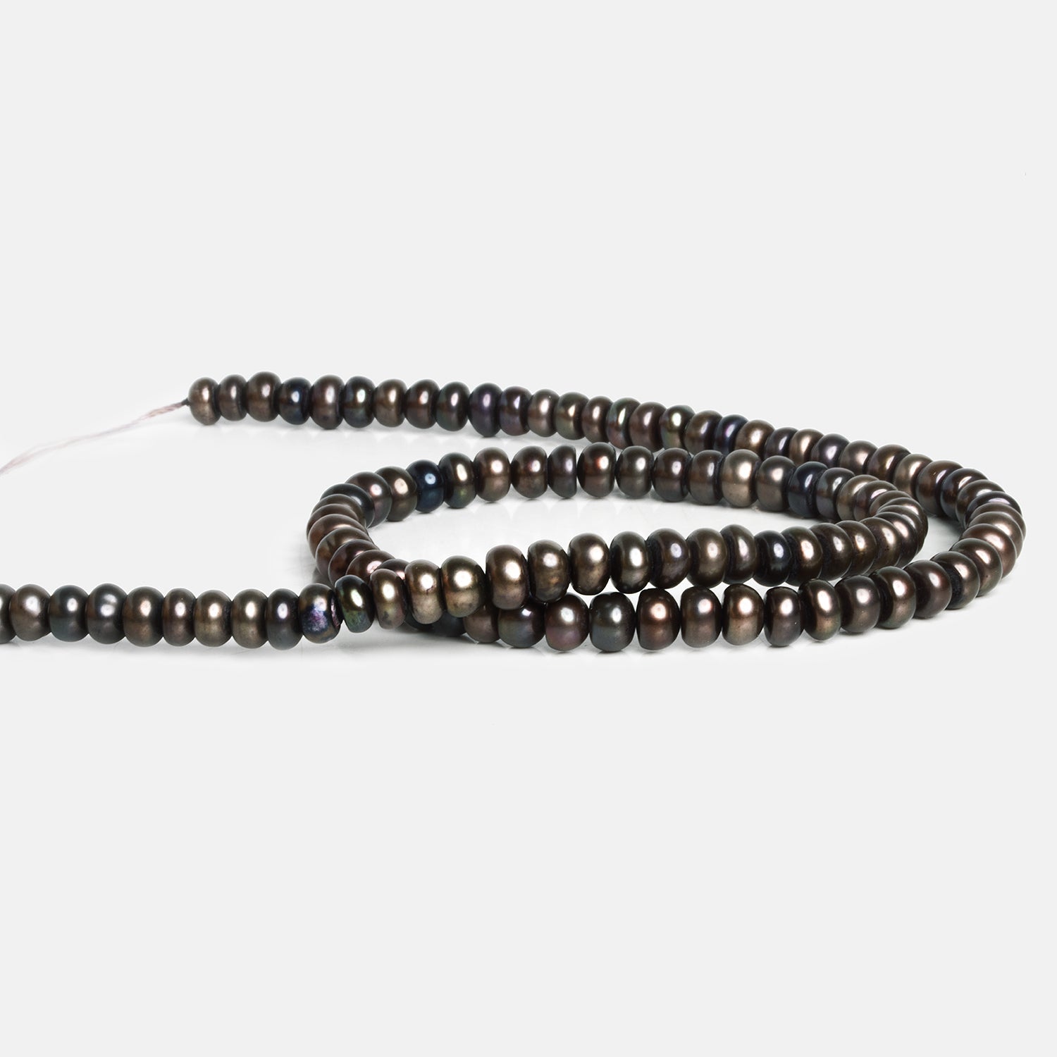 6mm Dark Eggplant Button Pearls 16 inch 95 beads - The Bead Traders