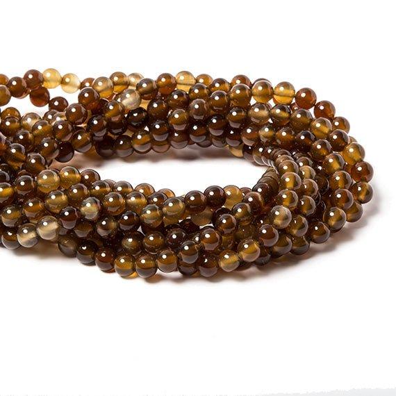 6mm Deep Brown Agate plain round beads 15 inch 60 pieces - The Bead Traders