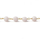 6mm Dyed Pink Jade faceted round Gold plated Chain by the foot 25 pieces - The Bead Traders