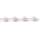 6mm Dyed Pink Jade faceted round Silver plated Chain by the foot 25 pieces - The Bead Traders