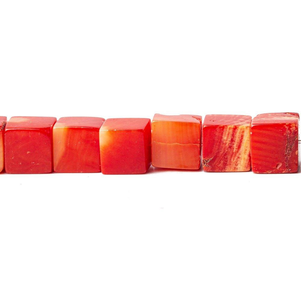 6mm Dyed Red Coral Cube Beads 14 inch 68 pcs - The Bead Traders