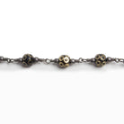 6mm Enameled Black & Brass Carved Round Black Gold Chain by the foot 18 pcs - The Bead Traders