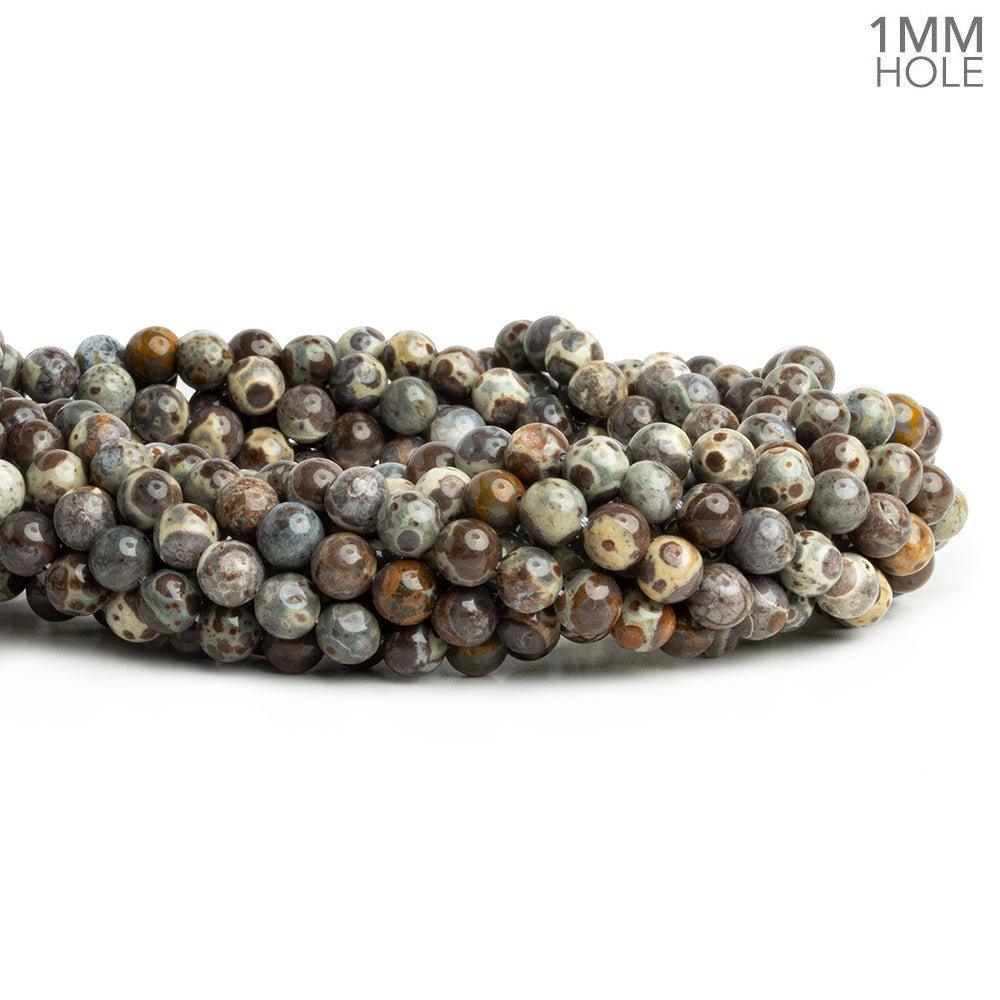 6mm Fossil Ocean Jasper Plain Round Beads 15 inch 60 pieces - The Bead Traders