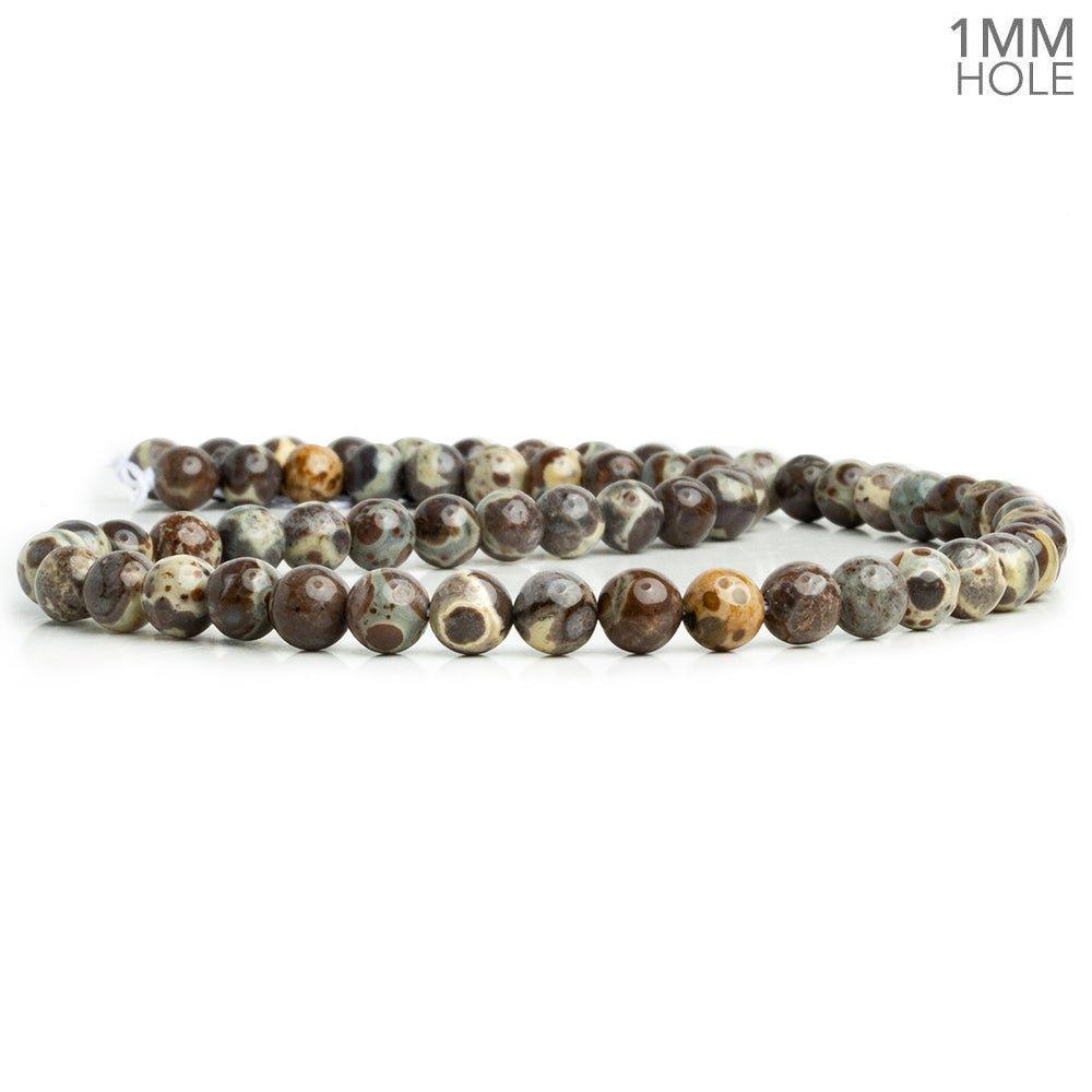 6mm Fossil Ocean Jasper Plain Round Beads 15 inch 60 pieces - The Bead Traders