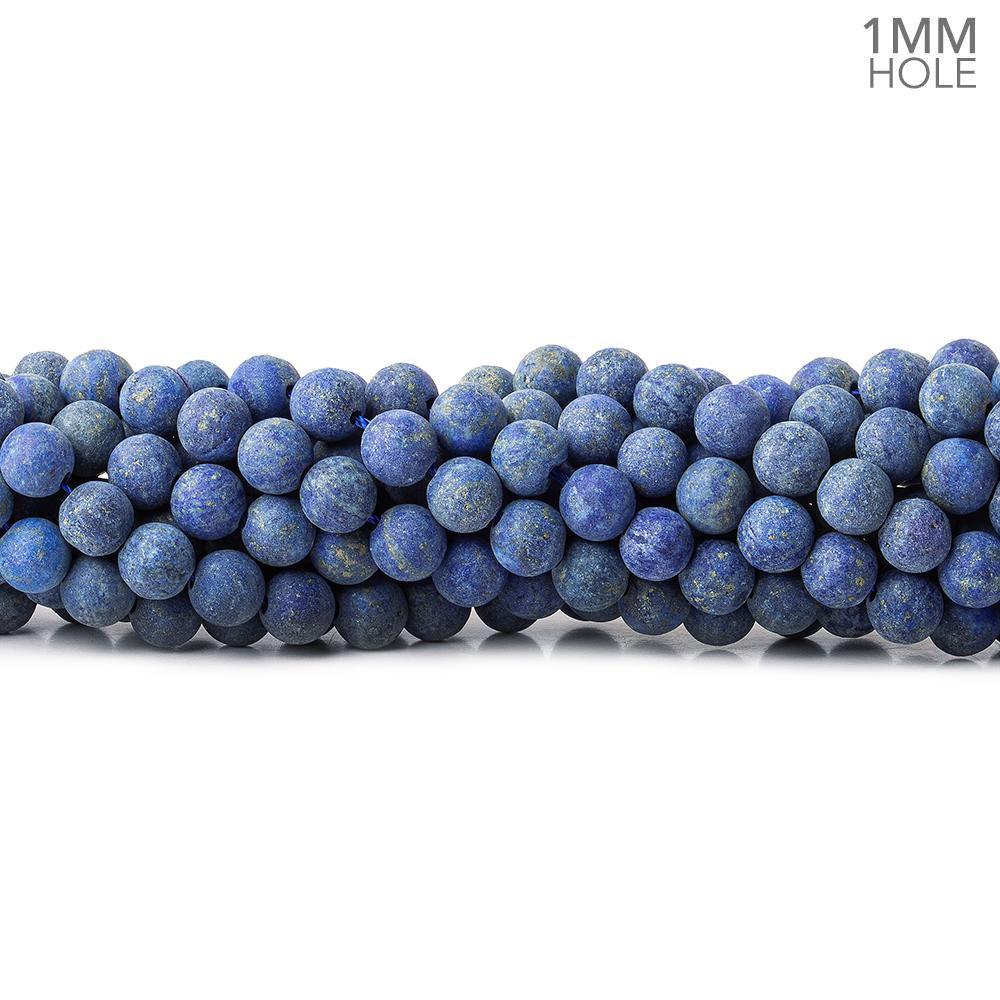 6mm Frosted Lapis Lazuli plain round beads 15 inch 69 pieces - The Bead Traders