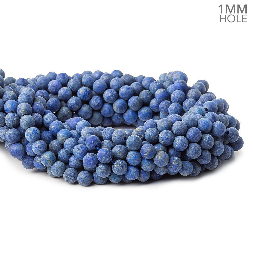 6mm Frosted Lapis Lazuli plain round beads 15 inch 69 pieces - The Bead Traders