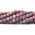 6mm Frosted Red & Black Crackled Agate plain round beads 14.25 inch 60 pieces - The Bead Traders