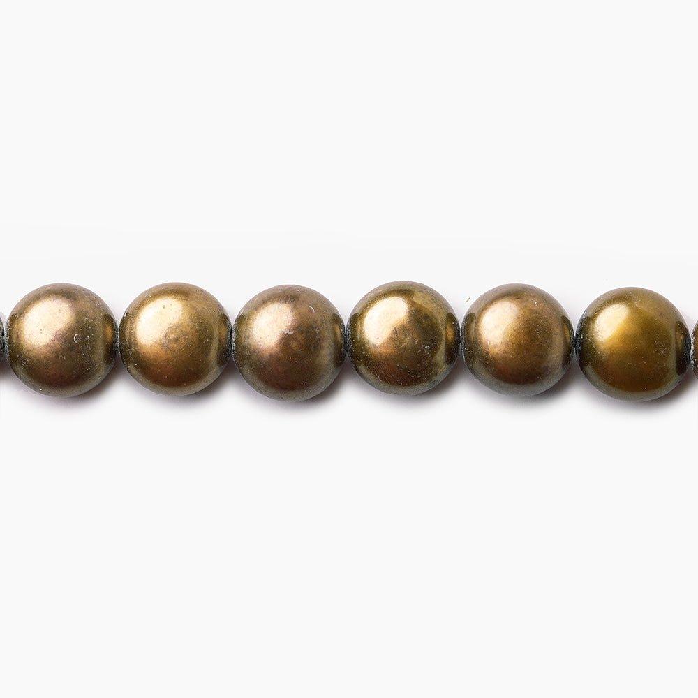 6mm Golden Brown Button Freshwater Pearls 15.5 inch 60 pieces - The Bead Traders