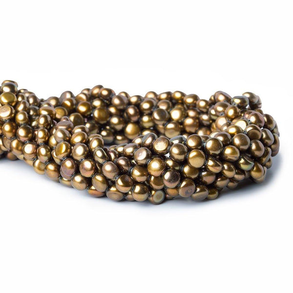 6mm Golden Brown Button Freshwater Pearls 15.5 inch 60 pieces