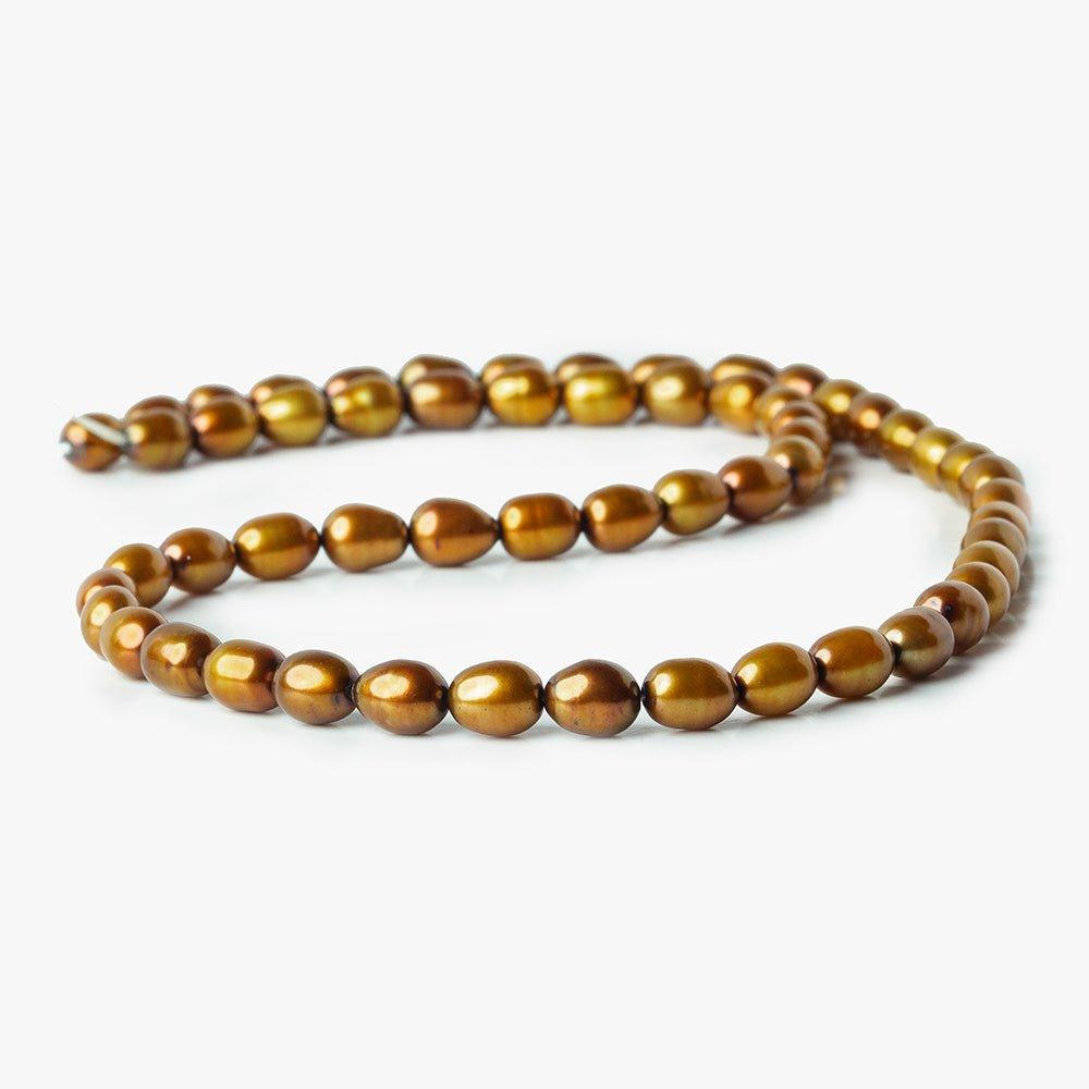 6mm Golden Copper Oval Pearls, 15.5 inch - The Bead Traders
