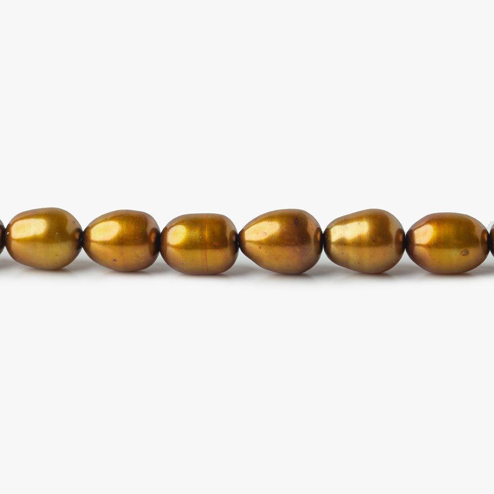 6mm Golden Copper Oval Pearls, 15.5 inch - The Bead Traders