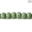 6mm Grass Green Lava Rock plain rounds 16 inch 64 beads - The Bead Traders
