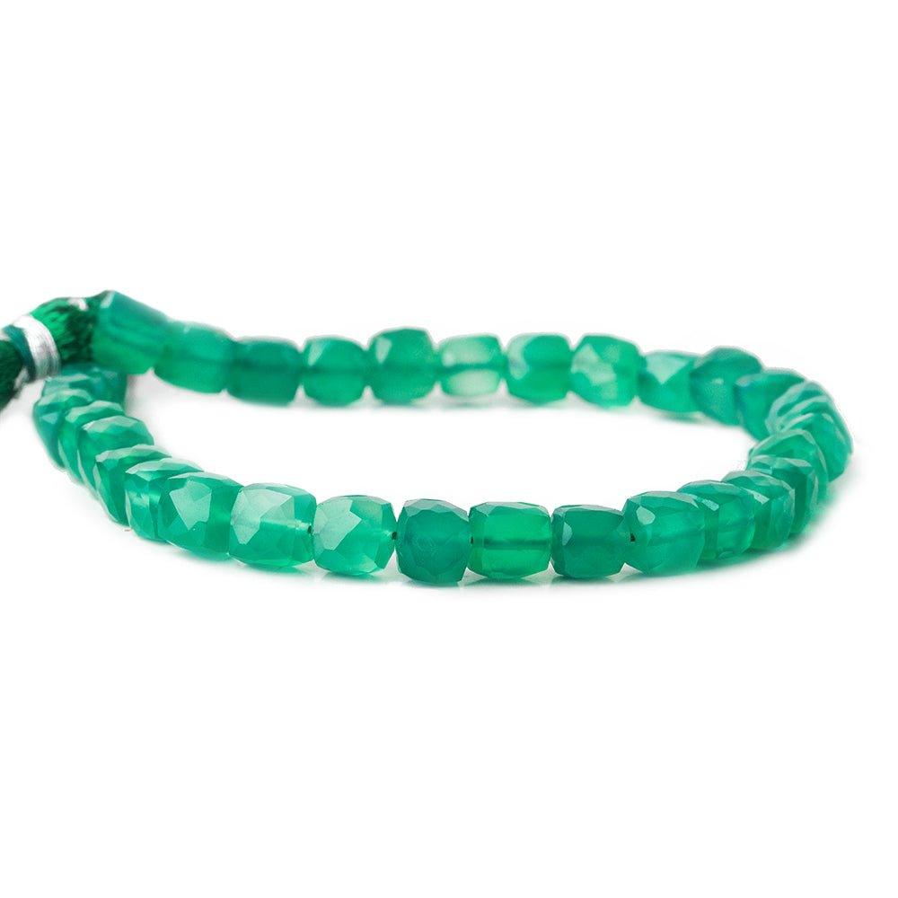 6mm Green Onyx faceted cubes 8 inch 30 beads - The Bead Traders