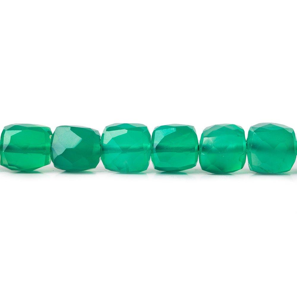 6mm Green Onyx faceted cubes 8 inch 30 beads - The Bead Traders