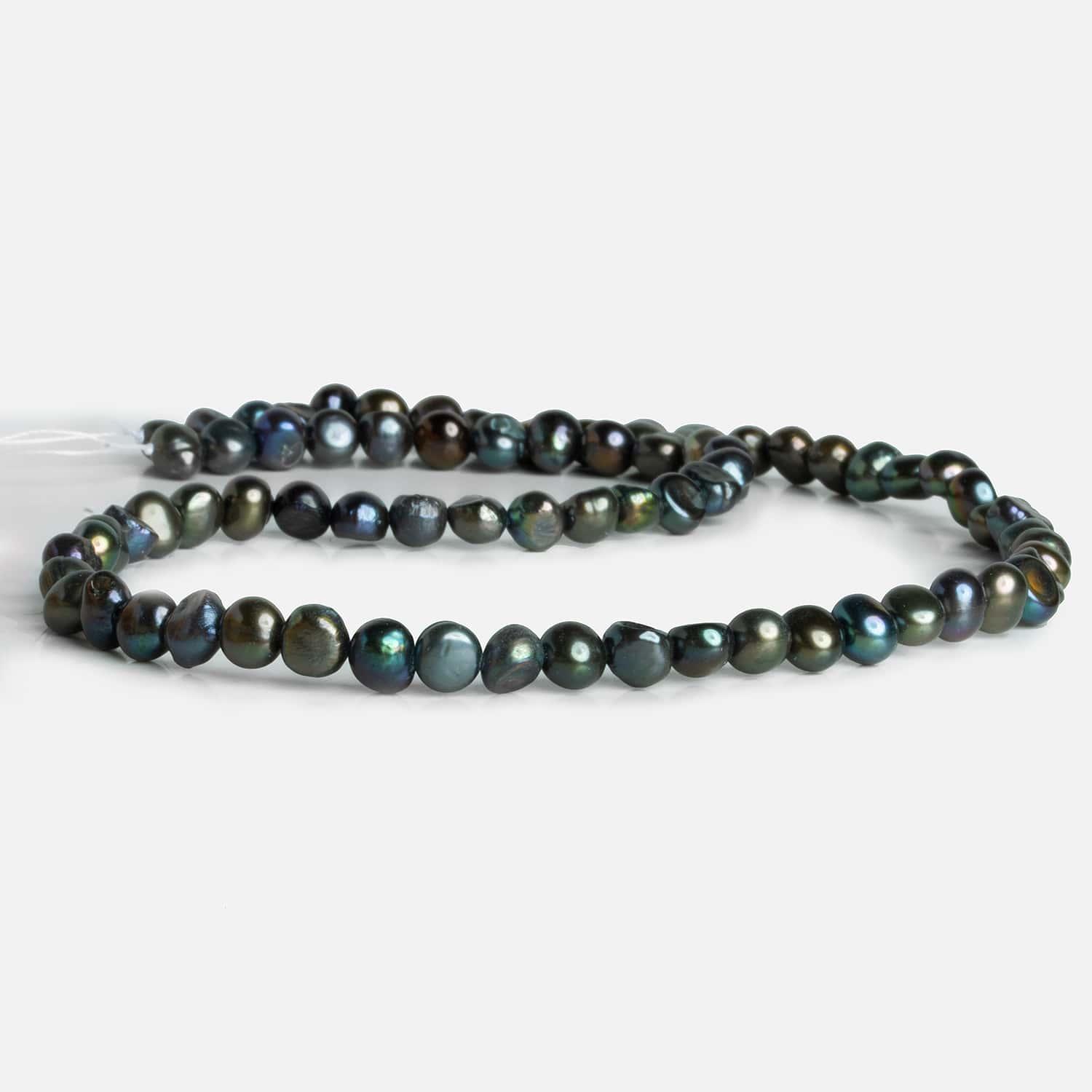 6mm Green Peacock Baroque Pearls 15 inch 70 pieces - The Bead Traders