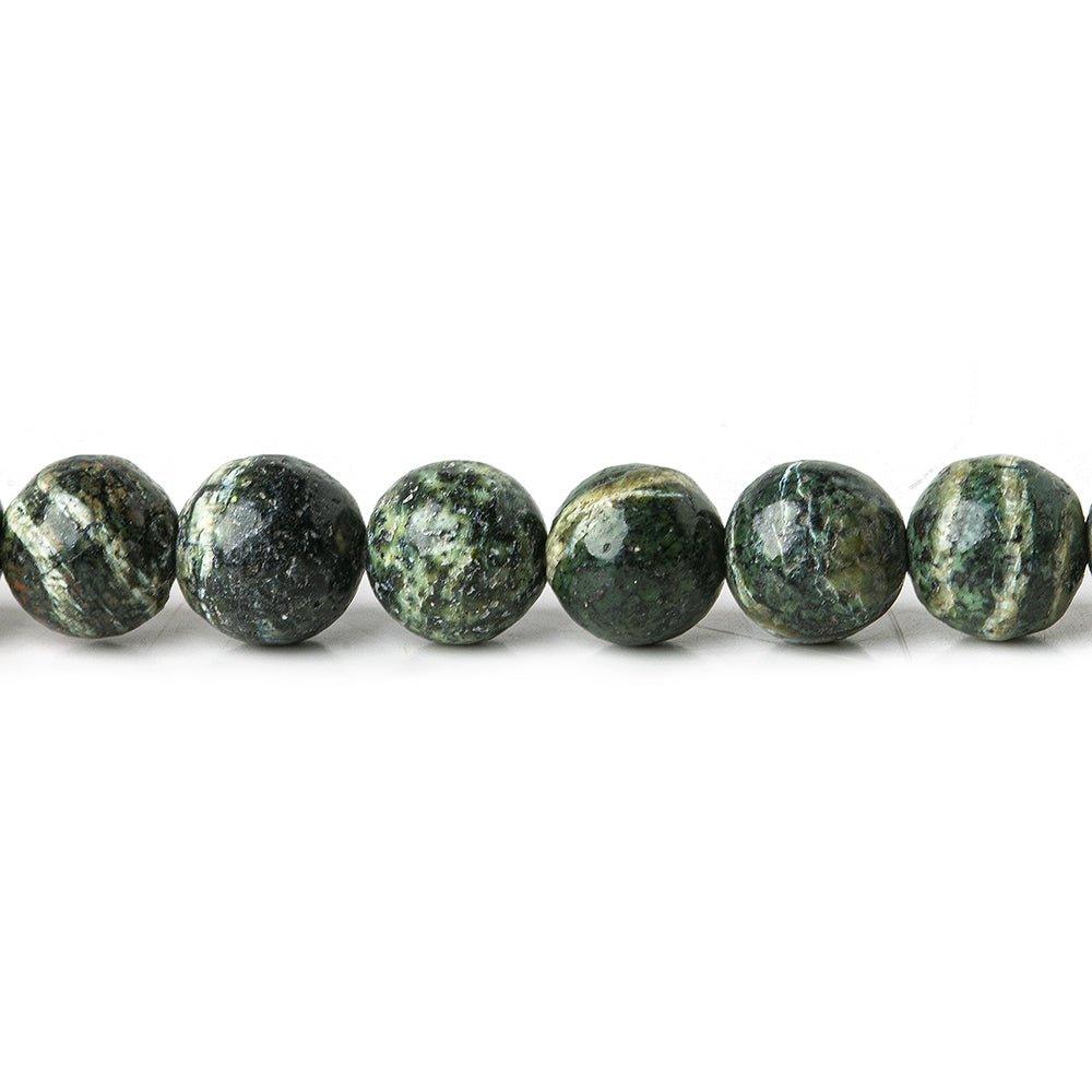 6mm Green Zebra Jasper plain rounds Large 1mm Hole 15 inch 63 beads - The Bead Traders