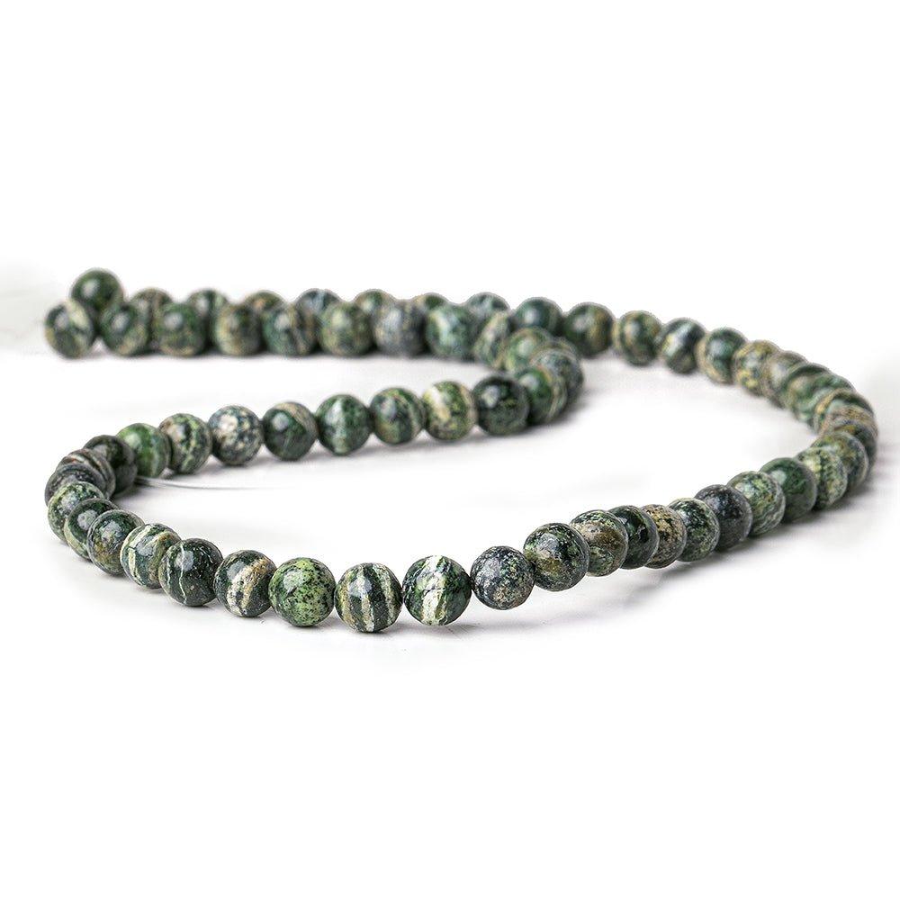 6mm Green Zebra Jasper plain rounds Large 1mm Hole 15 inch 63 beads - The Bead Traders