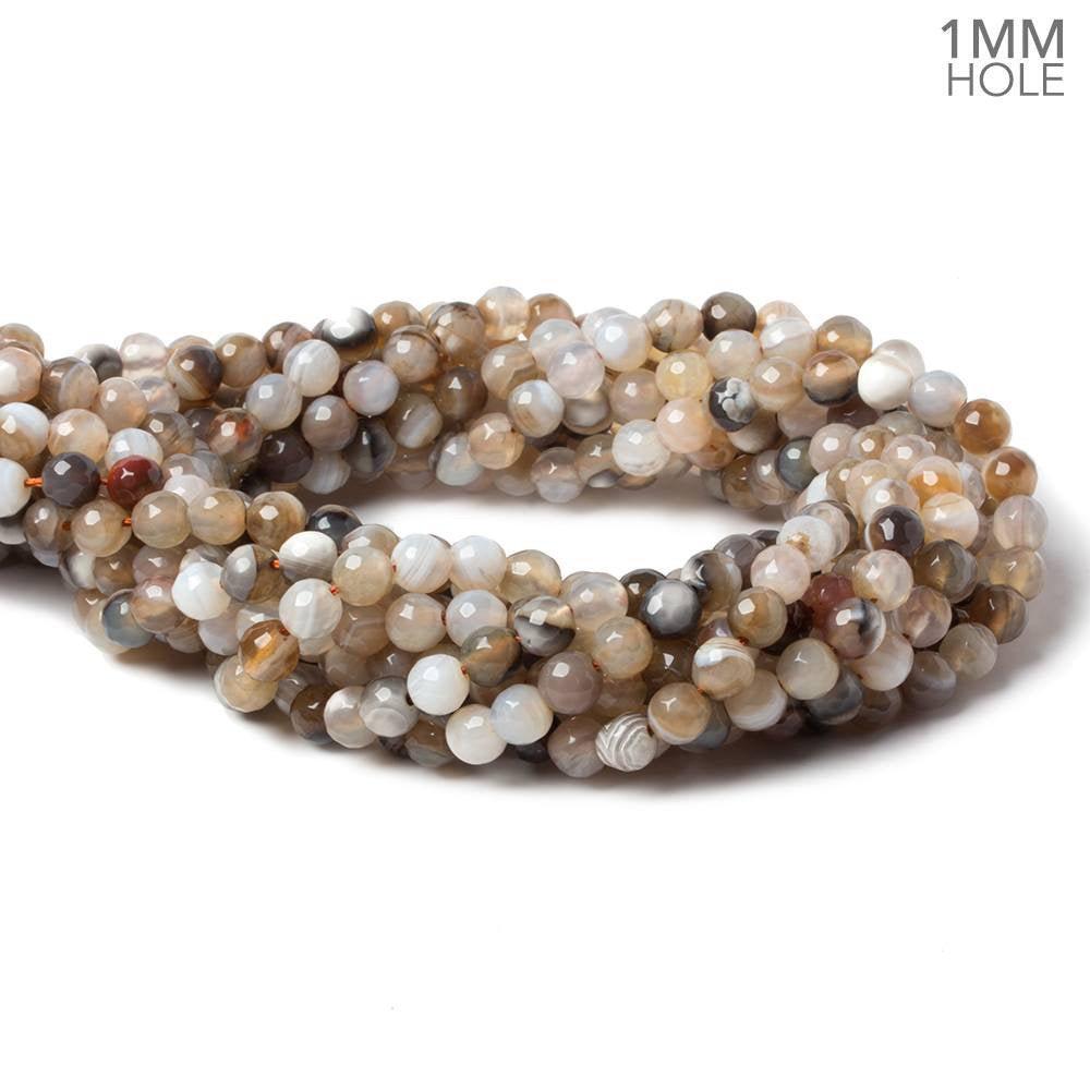 6mm Grey & Cream Banded Agate faceted rounds 14.5 inch 60 beads - The Bead Traders