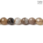 6mm Grey & Cream Banded Agate faceted rounds 14.5 inch 60 beads - The Bead Traders