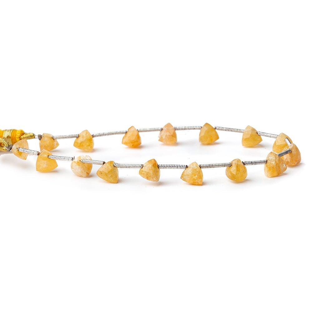 6mm Heliodor Yellow Beryl Top Drilled Faceted Trillions 8 inch 16 beads - The Bead Traders