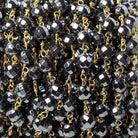 6mm Hematite faceted round Gold Chain by the foot 27 pieces - The Bead Traders