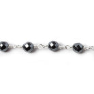 6mm Hematite faceted round Silver plated chain by the foot 24 pieces - The Bead Traders