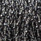 6mm Hematite faceted round Silver plated chain by the foot 24 pieces - The Bead Traders
